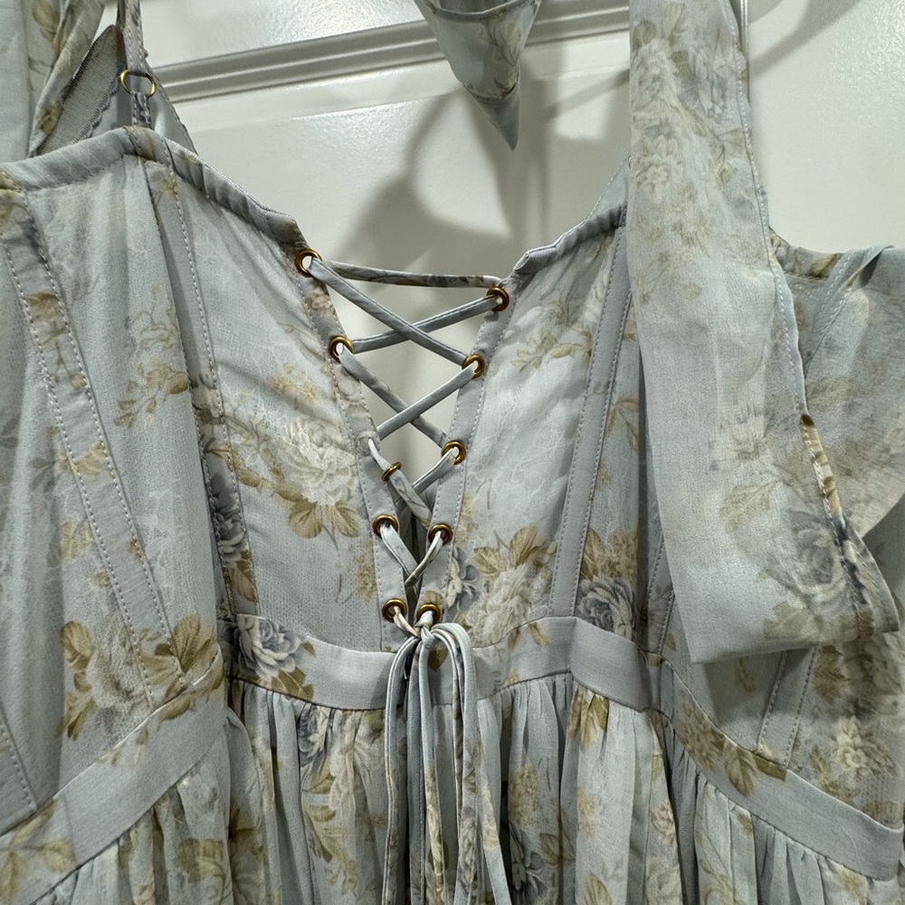 V. Chapman Victorian Blue Roses Maxi Dress - Picture 4 of 9